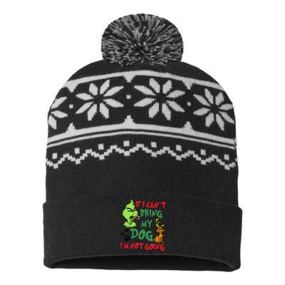 Christmas If I Cant Bring My Dog Im Not Going USA-Made Snowflake Beanie