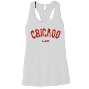 Chicago Illinois Il Red Letter Graphic On Chicago Women's Racerback Tank