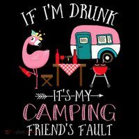 Camper If I'm Drunk It's My Camping Friends Fault Stripe Pom Pom Beanie