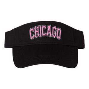 Chicago Illinois IL Varsity Style Pink Text Valucap Bio-Washed Visor