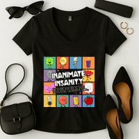 Creator Ink Inanimate Insanity Black And White Funny Meme Women's V-Neck T-Shirt