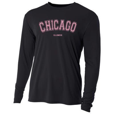 Chicago Illinois Il Varsity Style On Chicago Cooling Performance Long Sleeve Crew