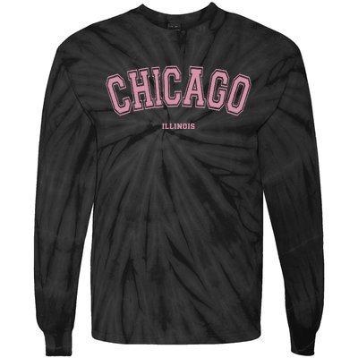 Chicago Illinois Il Varsity Style On Chicago Tie-Dye Long Sleeve Shirt