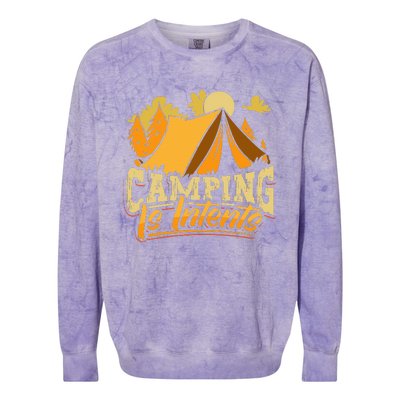 Camping is InTents Funny Camper Pun Design Backpacking Colorblast Crewneck Sweatshirt