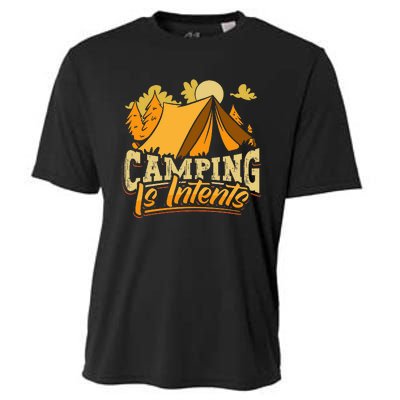 Camping is InTents Funny Camper Pun Design Backpacking Cooling Performance Crew T-Shirt