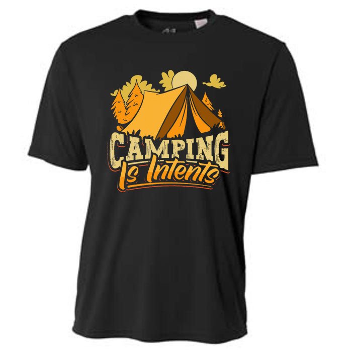 Camping is InTents Funny Camper Pun Design Backpacking Cooling Performance Crew T-Shirt