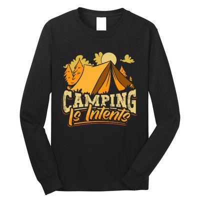 Camping is InTents Funny Camper Pun Design Backpacking Long Sleeve Shirt