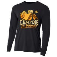 Camping is InTents Funny Camper Pun Design Backpacking Cooling Performance Long Sleeve Crew