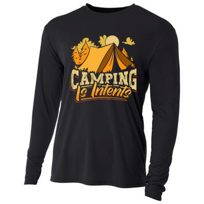 Camping is InTents Funny Camper Pun Design Backpacking Cooling Performance Long Sleeve Crew