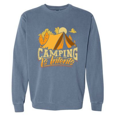 Camping is InTents Funny Camper Pun Design Backpacking Garment-Dyed Sweatshirt