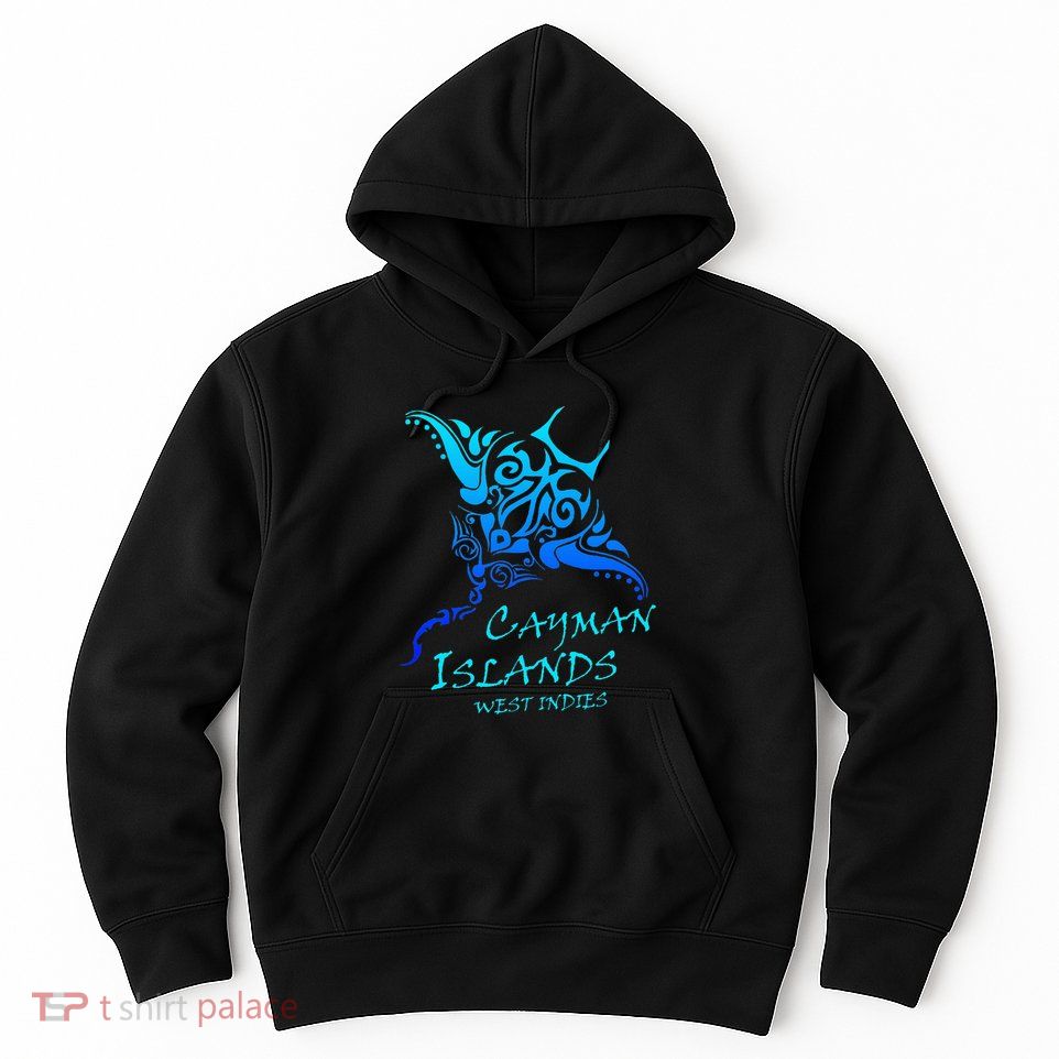 Cayman IslandsWest Indies Vintage Tribal Manta Ray Vacation Hoodie