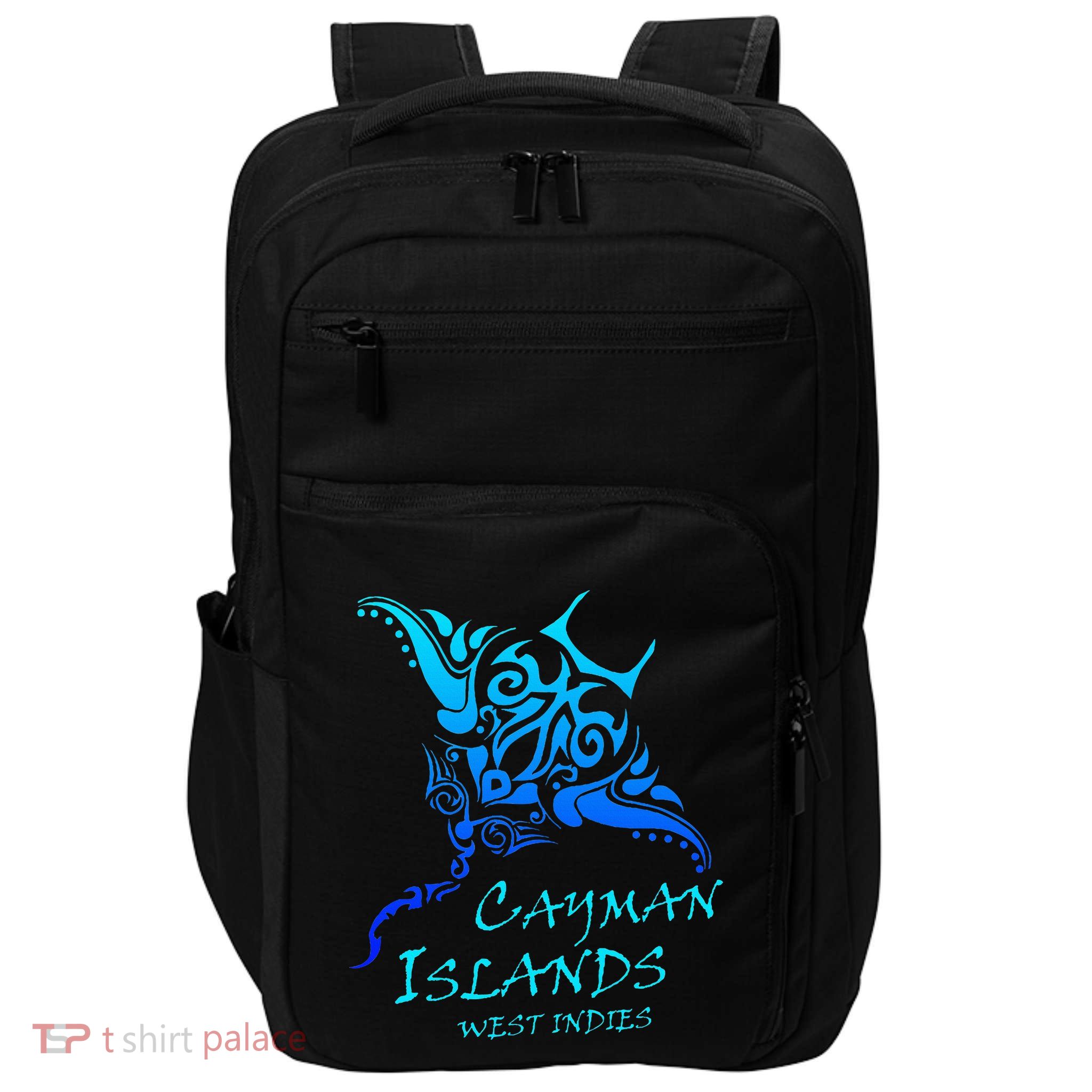 Cayman IslandsWest Indies Vintage Tribal Manta Ray Vacation Impact Tech Backpack