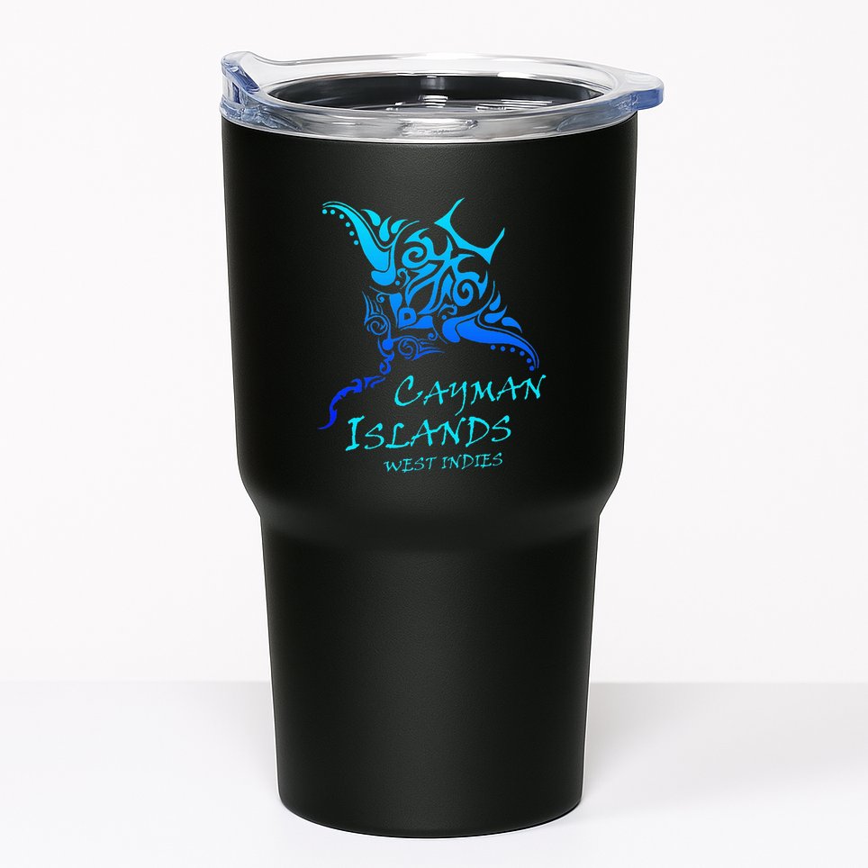 Cayman IslandsWest Indies Vintage Tribal Manta Ray Vacation Tumbler