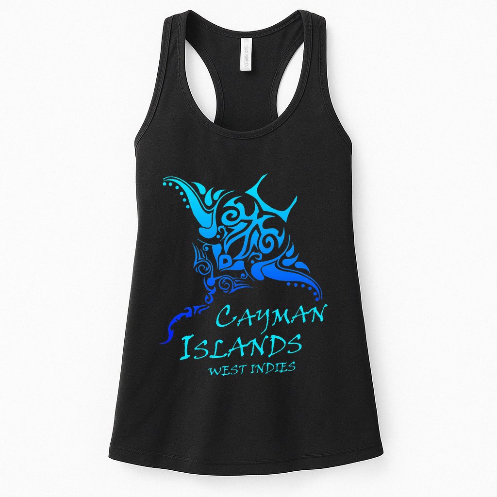 Cayman IslandsWest Indies Vintage Tribal Manta Ray Vacation Womens Tank Top