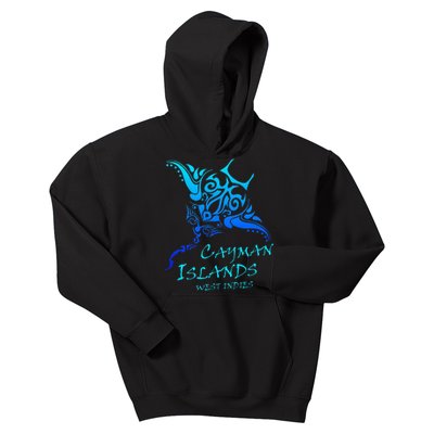 Cayman IslandsWest Indies Vintage Tribal Manta Ray Vacation Kids Hoodie