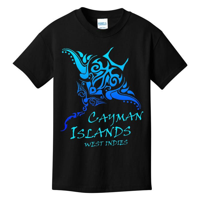 Cayman IslandsWest Indies Vintage Tribal Manta Ray Vacation Kids T-Shirt