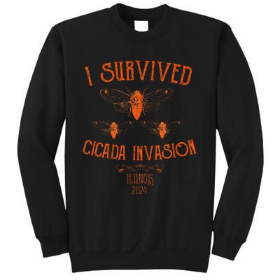 Cicada Invasion Illinois Usa 2024 Insect Entomology Orange Tall Sweatshirt