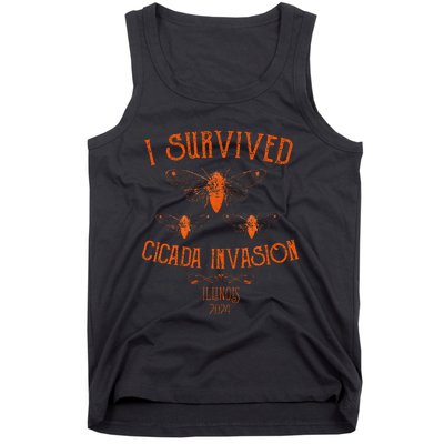 Cicada Invasion Illinois Usa 2024 Insect Entomology Orange Tank Top