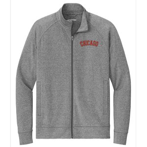 Chicago Illinois Il Red Letter Graphic On Chicago Stretch Full-Zip Cadet Jacket