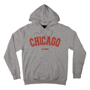 Chicago Illinois Il Red Letter Graphic On Chicago Tall Hoodie