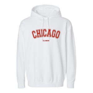 Chicago Illinois Il Red Letter Graphic On Chicago Garment-Dyed Fleece Hoodie