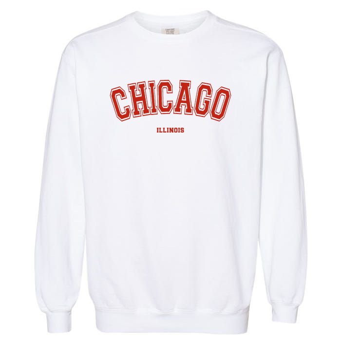 Chicago Illinois Il Red Letter Graphic On Chicago Garment-Dyed Sweatshirt