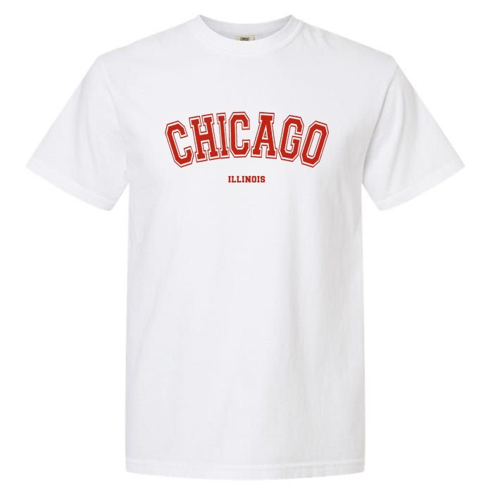 Chicago Illinois Il Red Letter Graphic On Chicago Garment-Dyed Heavyweight T-Shirt