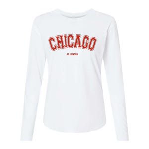 Chicago Illinois Il Red Letter Graphic On Chicago Womens Cotton Relaxed Long Sleeve T-Shirt