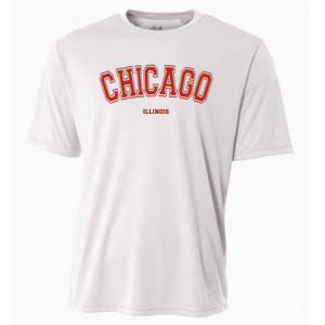 Chicago Illinois Il Red Letter Graphic On Chicago Cooling Performance Crew T-Shirt