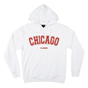 Chicago Illinois Il Red Letter Graphic On Chicago Hoodie