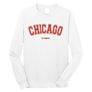 Chicago Illinois Il Red Letter Graphic On Chicago Long Sleeve Shirt