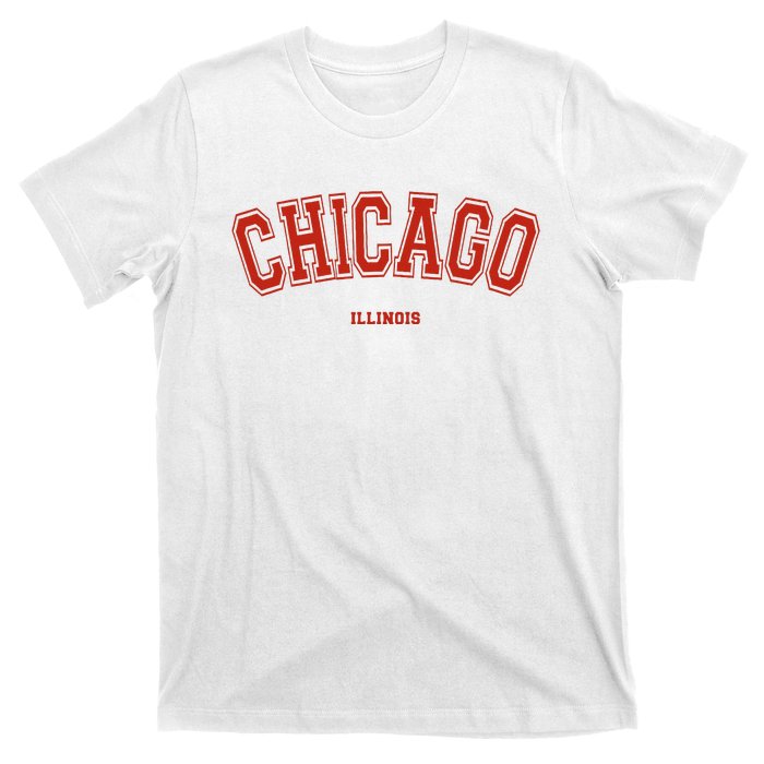 Chicago Illinois Il Red Letter Graphic On Chicago T-Shirt