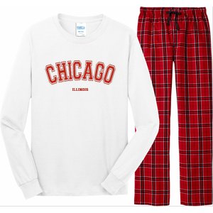 Chicago Illinois Il Red Letter Graphic On Chicago Long Sleeve Pajama Set