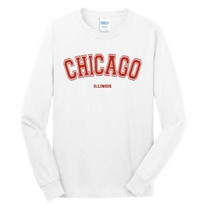 Chicago Illinois Il Red Letter Graphic On Chicago Tall Long Sleeve T-Shirt