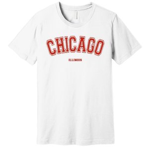 Chicago Illinois Il Red Letter Graphic On Chicago Premium T-Shirt