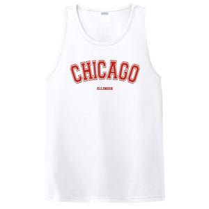 Chicago Illinois Il Red Letter Graphic On Chicago PosiCharge Competitor Tank