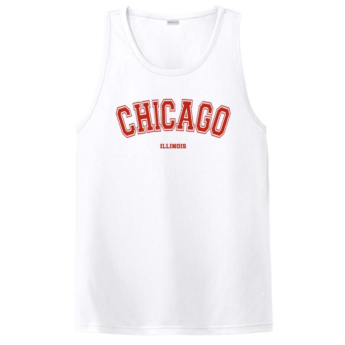 Chicago Illinois Il Red Letter Graphic On Chicago PosiCharge Competitor Tank