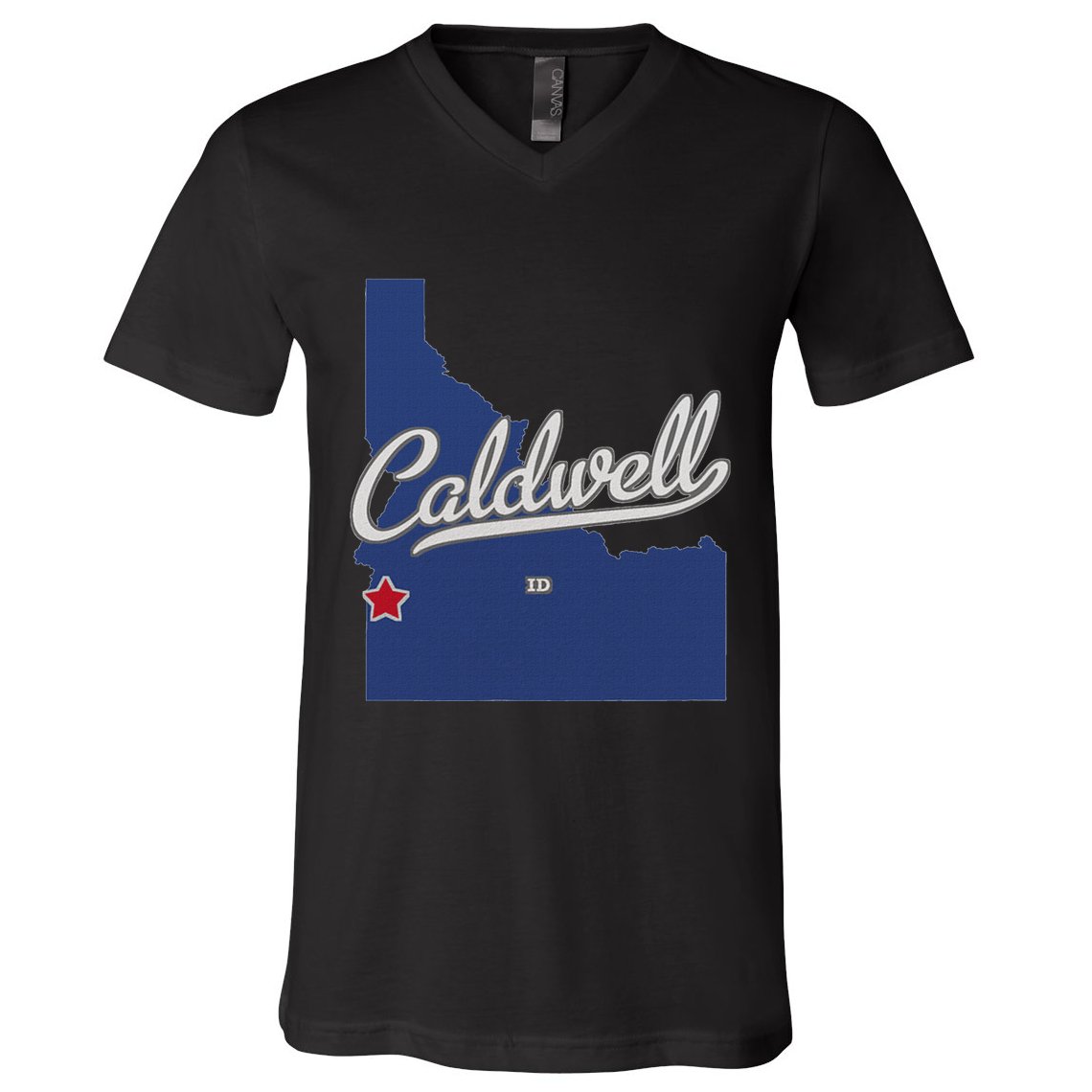 Caldwell Idaho Id Map V-Neck T-Shirt