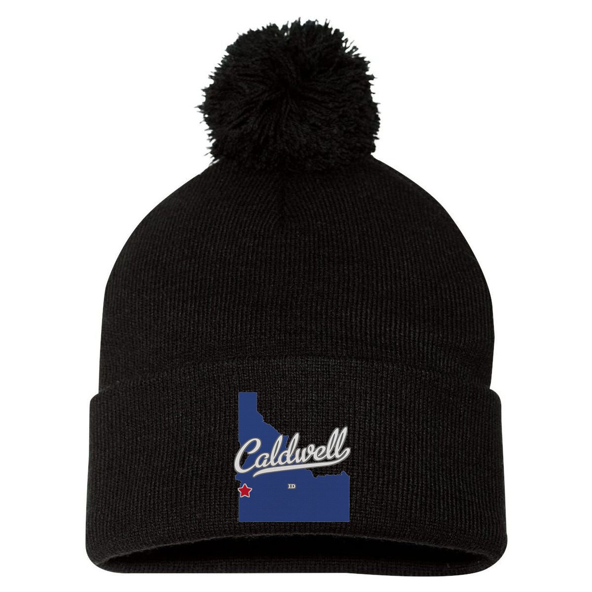 Caldwell Idaho Id Map Pom Pom 12in Knit Beanie