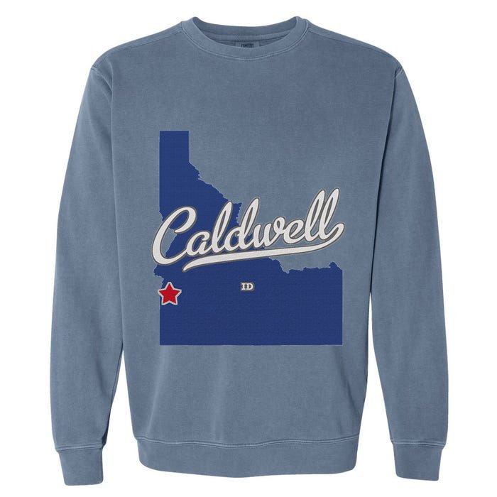 Caldwell Idaho Id Map Garment-Dyed Sweatshirt