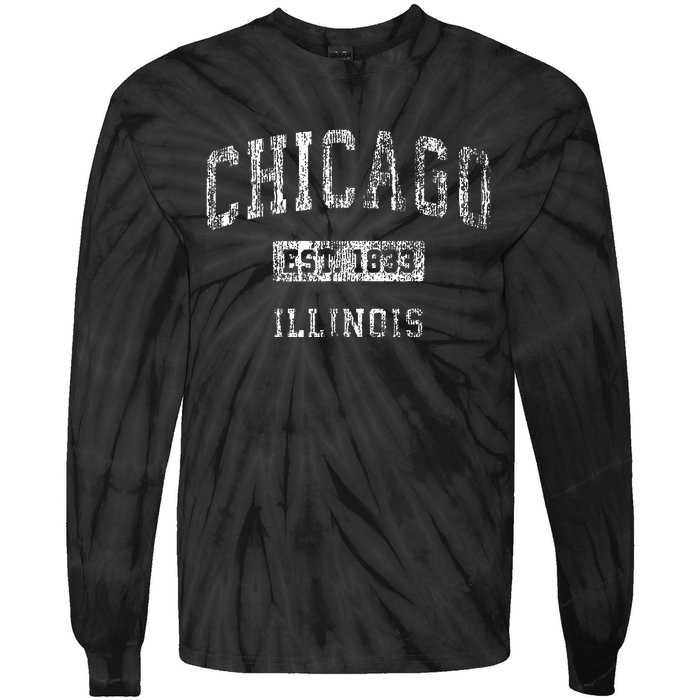 Chicago Illinois Il Vintage Athletic Sports Tie-Dye Long Sleeve Shirt