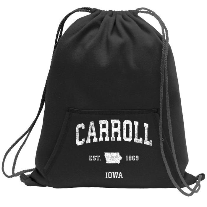 Carroll Iowa Ia Vintage Sports Sweatshirt Cinch Pack Bag