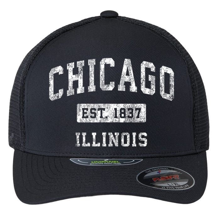 Chicago Illinois Il Vintage Established Sports Flexfit Unipanel Trucker Cap