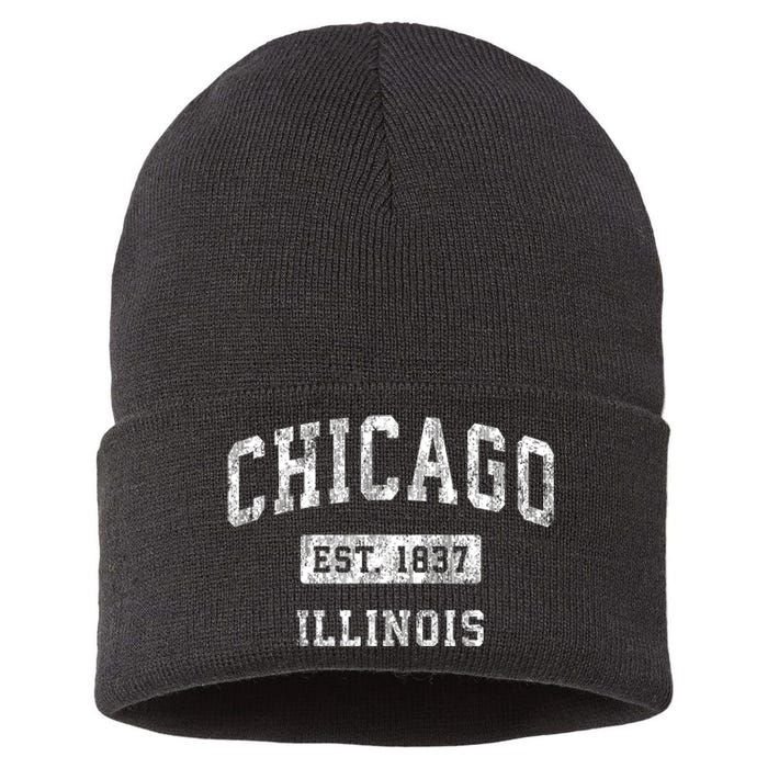 Chicago Illinois Il Vintage Established Sports Sustainable Knit Beanie