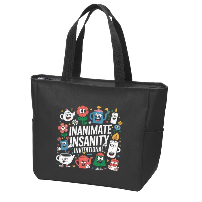 Creator Ink Inanimate Insanity Black And White Zip Tote Bag