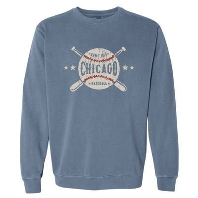 Chicago Illinois Il Vintage Baseball Graphic Garment-Dyed Sweatshirt