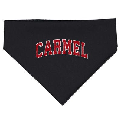 Carmel Indiana In Vintage Sports Design Red Design USA-Made Doggie Bandana