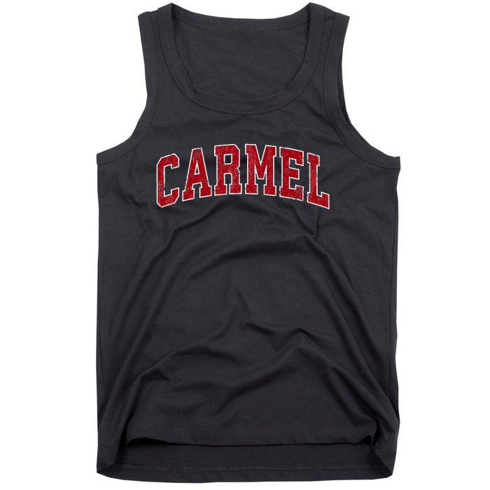 Carmel Indiana In Vintage Sports Design Red Design Tank Top