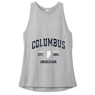 Columbus Indiana In Vintage Athletic Sports Souvenir Ladies PosiCharge Tri-Blend Wicking Tank