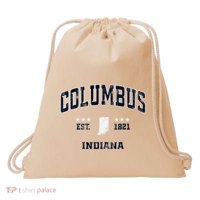 Columbus Indiana In Vintage Athletic Sports Souvenir Drawstring Bag
